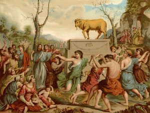 金牛犊的崇拜 作者 尼古拉斯·普桑（Nicolas Poussin）